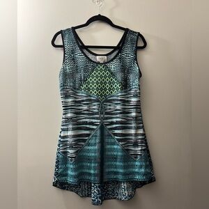 ECI Vibrant Patterned Top with Blue and Green Accents